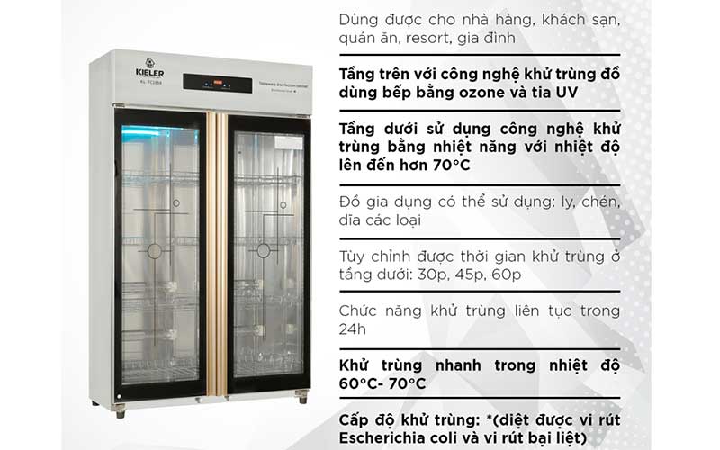 Tủ khử khuẩn chén bát nhà hàng Kieler KL-TC1050 - Hàng chính hãng