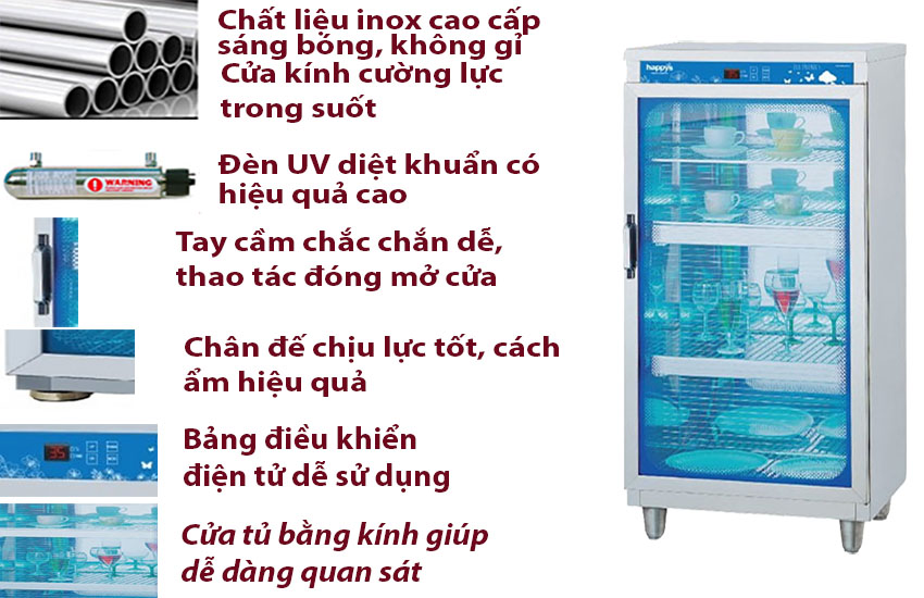 Tủ sấy khử trùng ly chén đĩa Happys HPS-102C - Hàng chính hãng
