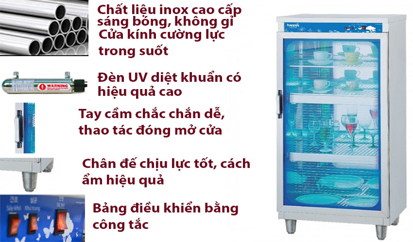 Tủ khử trùng sấy khô ly chén đĩa Happys HPS-102CR - Hàng chính hãng