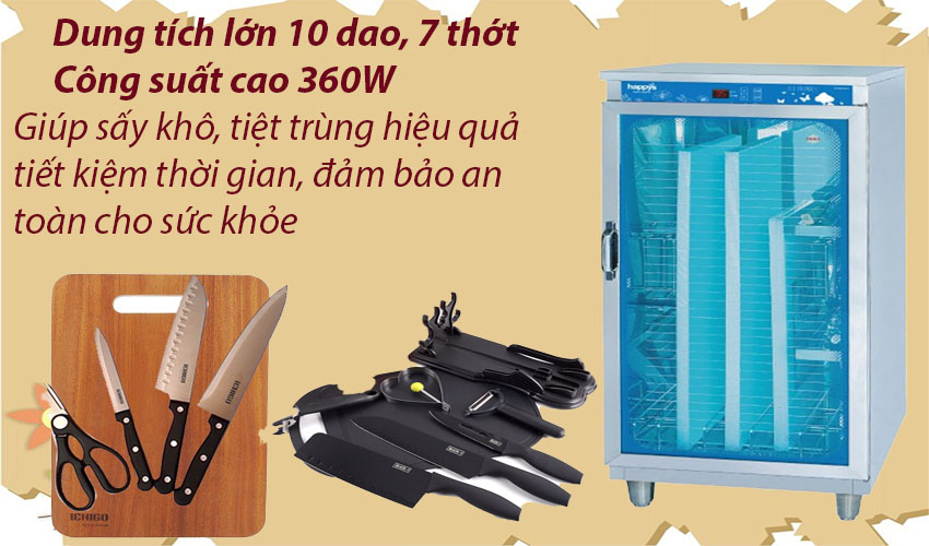 Tủ sấy khô khử trùng dao thớt Happys HPS-101K - Hàng chính hãng