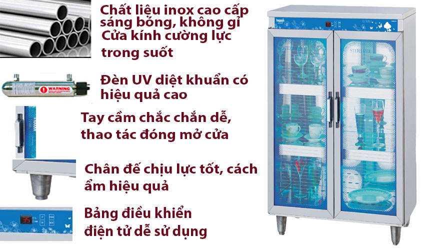 Tủ sấy khô khử trùng khay ăn Happys HPS-101D - Hàng chính hãng