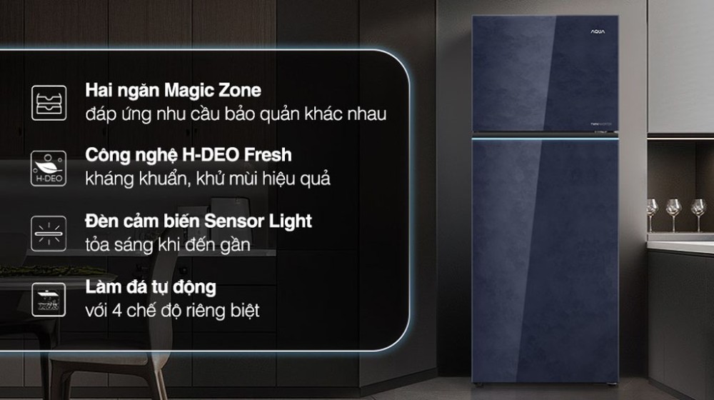 Tủ lạnh Aqua inverter 455 lít AQR-TA518FA(GL)U1 - Hàng chính hãng