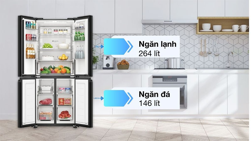 Tủ lạnh Aqua Inverter 410 lít Multi Door AQR-M466XA(CBC) - Hàng chính hãng