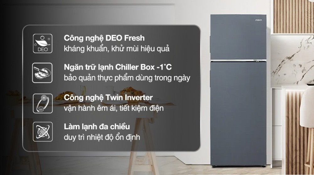 Vài tính năng nổi bật của tủ lạnh Aqua inverter 358 lít AQR-T410FA(SL)