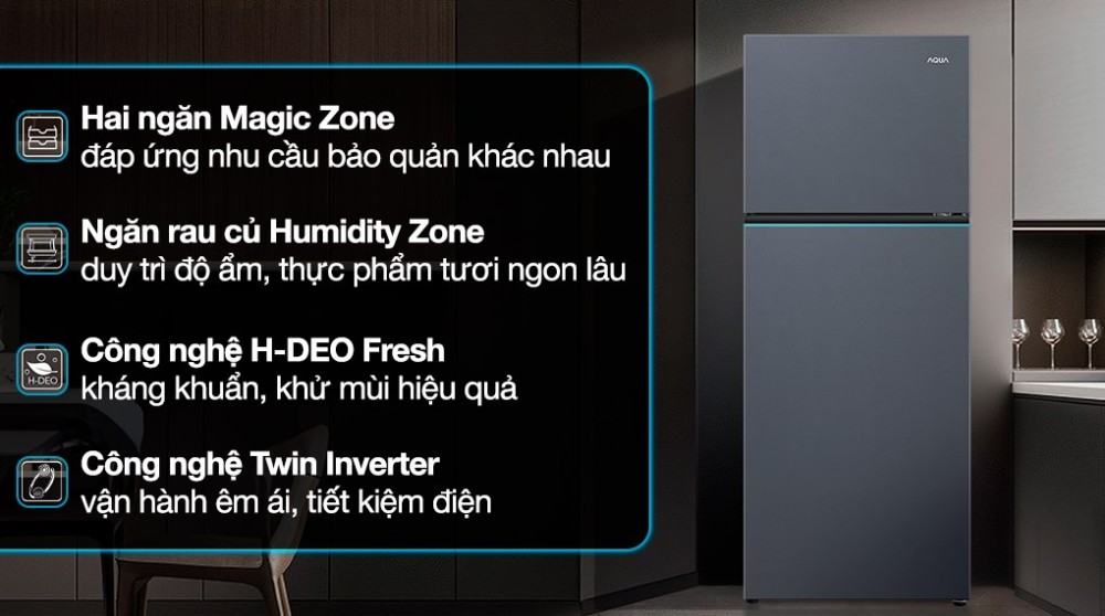 Tủ lạnh Aqua inverter 455 lít AQR-T518FA(SL) - Hàng chính hãng