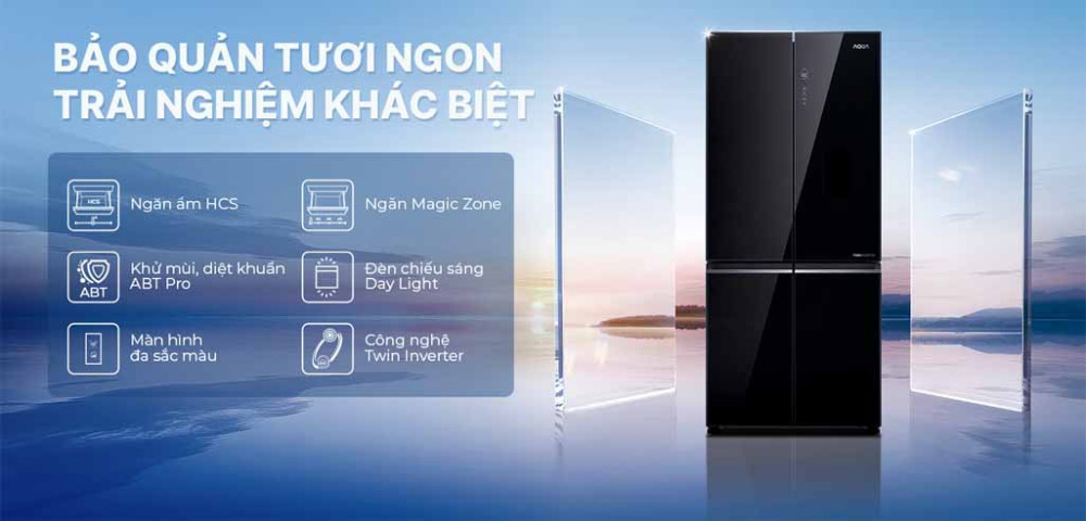 Tủ lạnh Aqua inverter 469 lít Multi Door AQR-M536XA(GB) - Hàng chính hãng