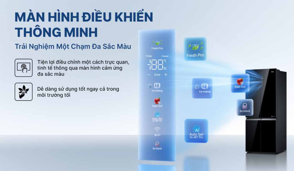 Tủ lạnh Aqua inverter 469 lít Multi Door AQR-M536XA(GB) - Hàng chính hãng