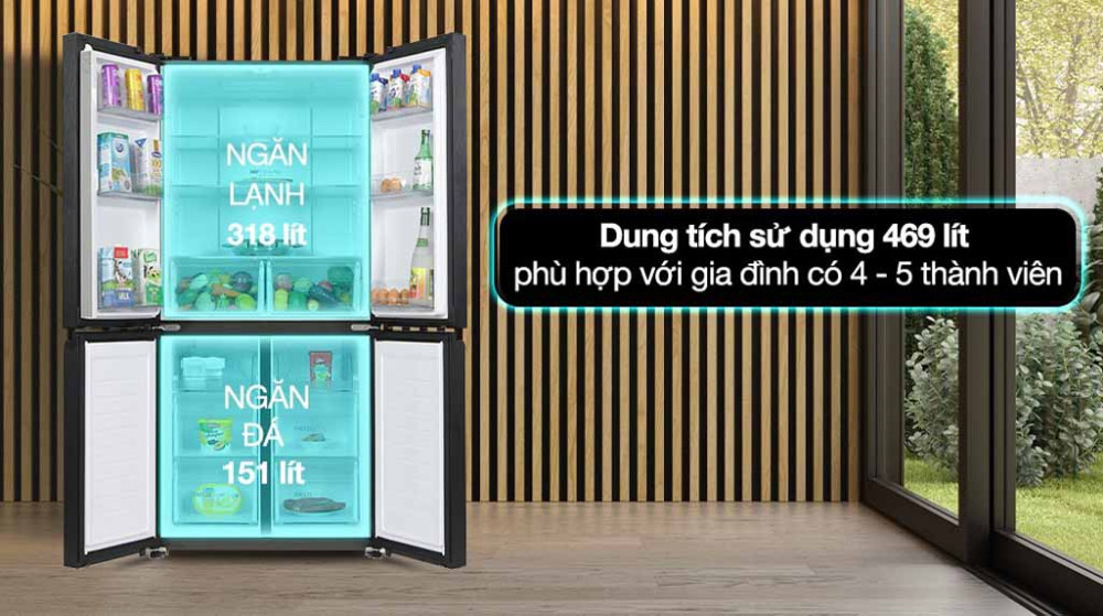 Tủ lạnh Aqua inverter 469 lít Multi Door AQR-M536XA(GB) - Hàng chính hãng