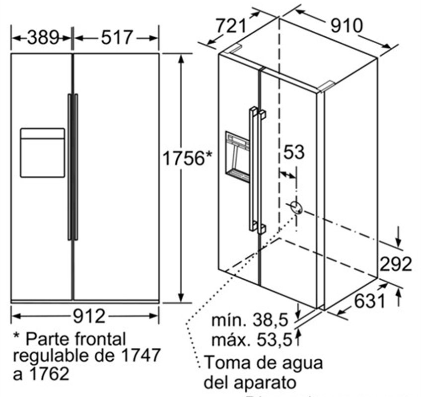 Diện tích của tủ lạnh Bosch KAD92SB30