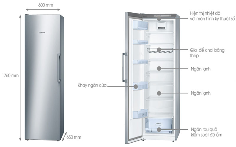 Tủ lạnh Bosch KSV36VI30 - Hàng chính hãng