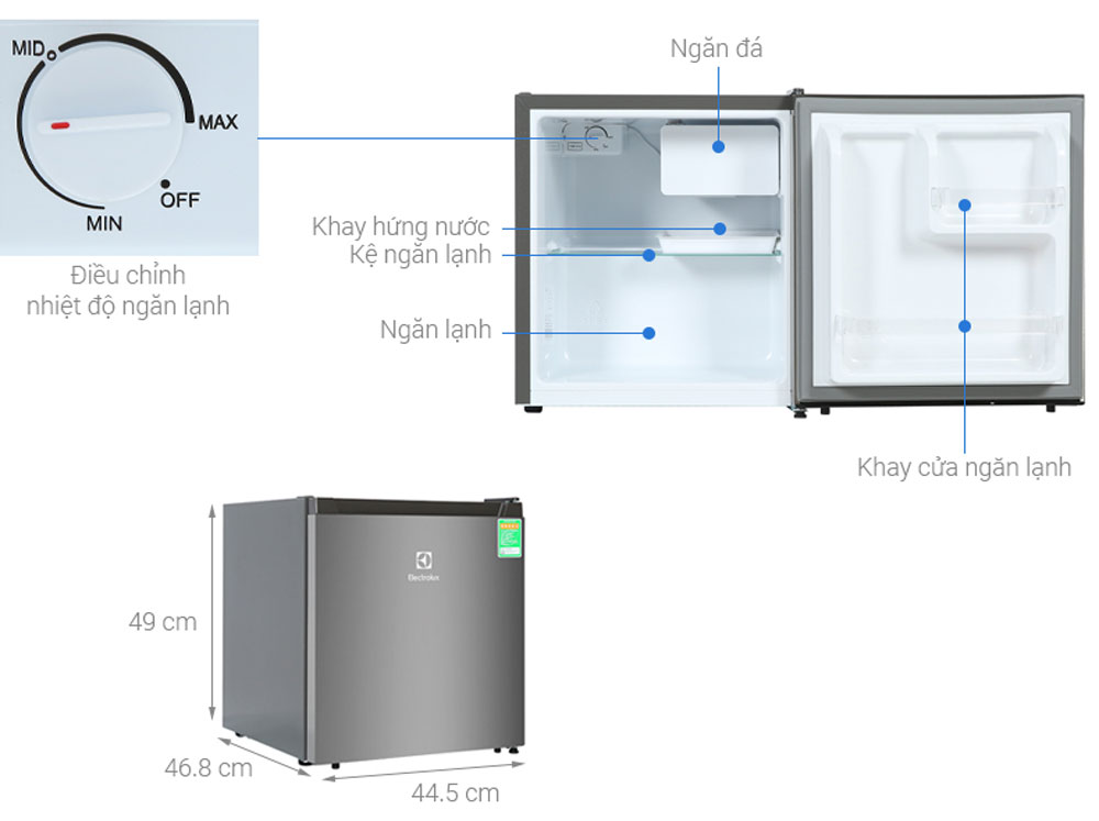 Tủ lạnh Electrolux 45 lít EUM0500AD - Hàng chính hãng
