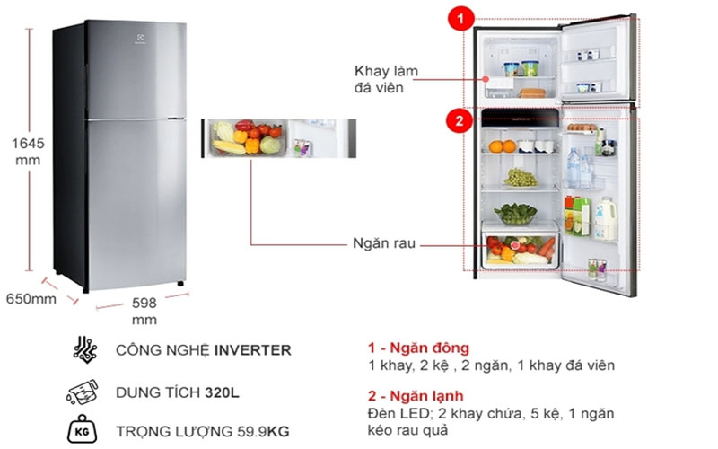 Tủ lạnh Electrolux ETB3400J-A - Hàng chính hãng