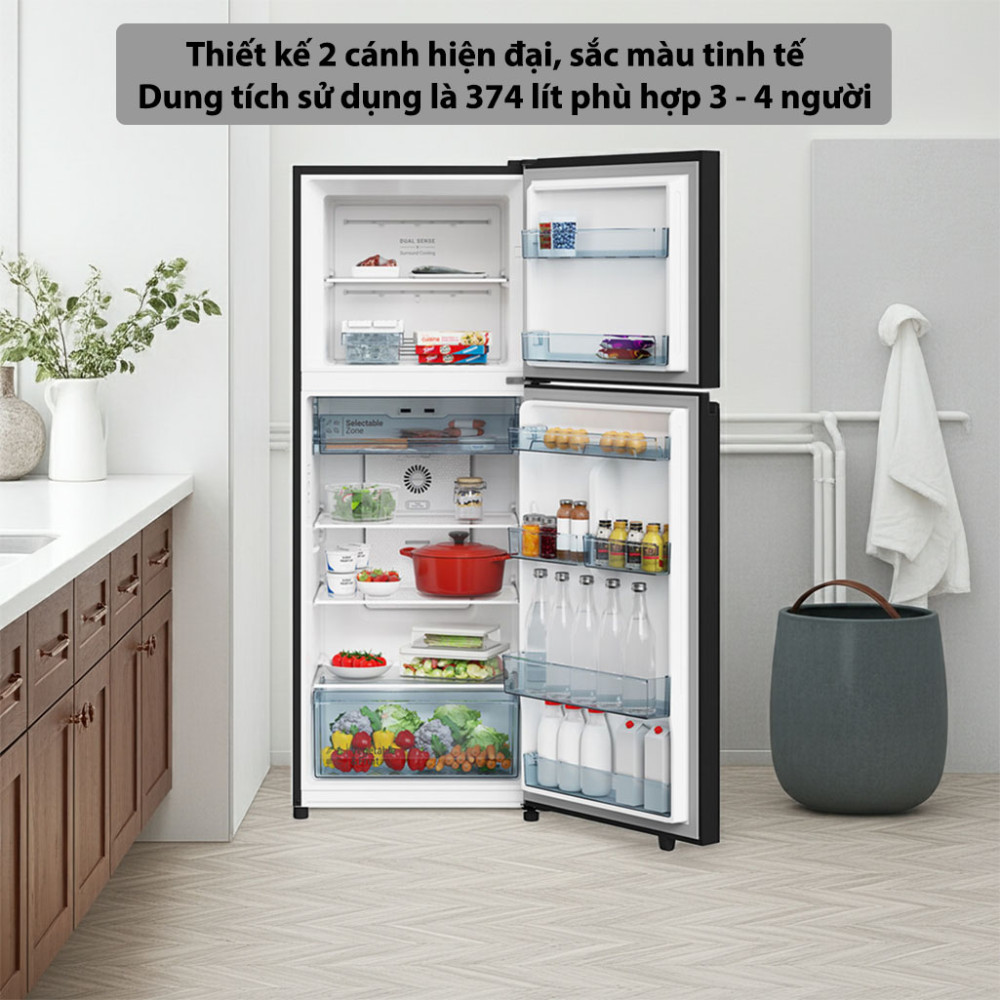 Tủ lạnh Hitachi Inverter 374 lít HRTN6408SGBKVN - Hàng chính hãng