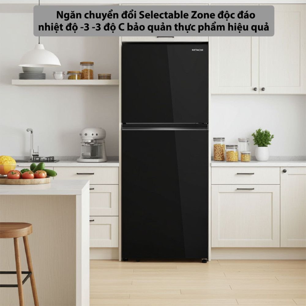 Tủ lạnh Hitachi Inverter 374 lít HRTN6408SGBKVN - Hàng chính hãng