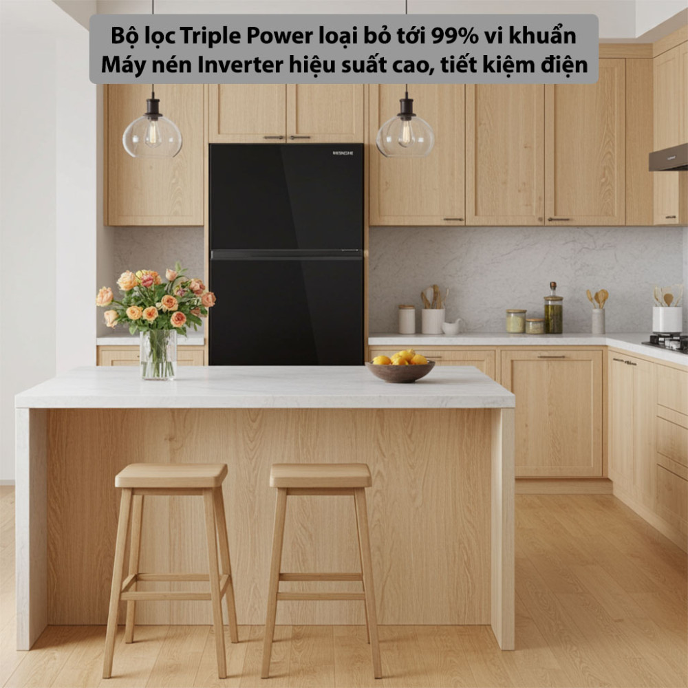 Tủ lạnh Hitachi Inverter 374 lít HRTN6408SGBKVN - Hàng chính hãng