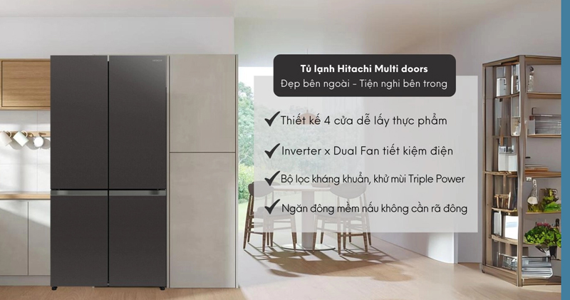 Tính năng nổi bật của tủ lạnh Hitachi inverter 569 lít R-WB640PGV1 GMG