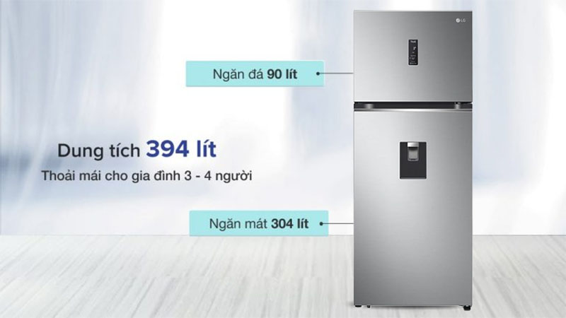 Tủ lạnh Inverter 394 lít LG GN-D392PSA - Hàng chính hãng