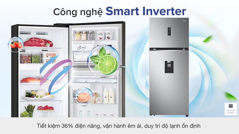 Tủ lạnh Inverter 394 lít LG GN-D392PSA - Hàng chính hãng