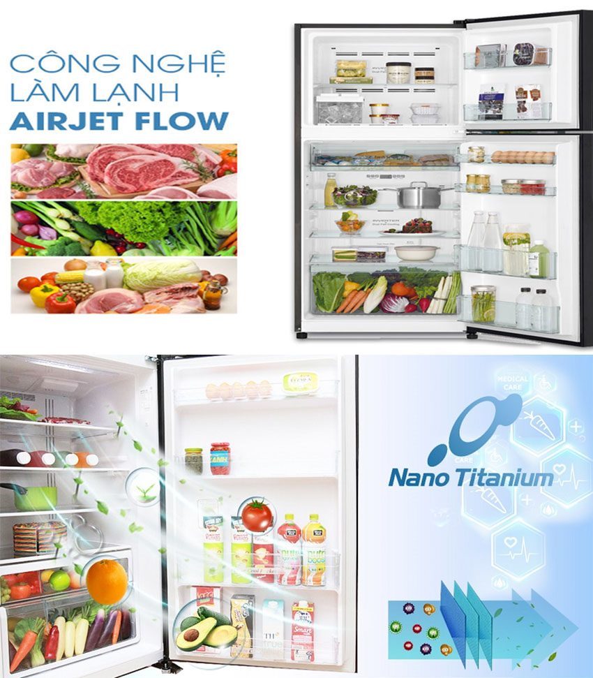 Tủ lạnh Inverter 406 lít Hitachi R-FG510PGV8 GBK - Hàng chính hãng