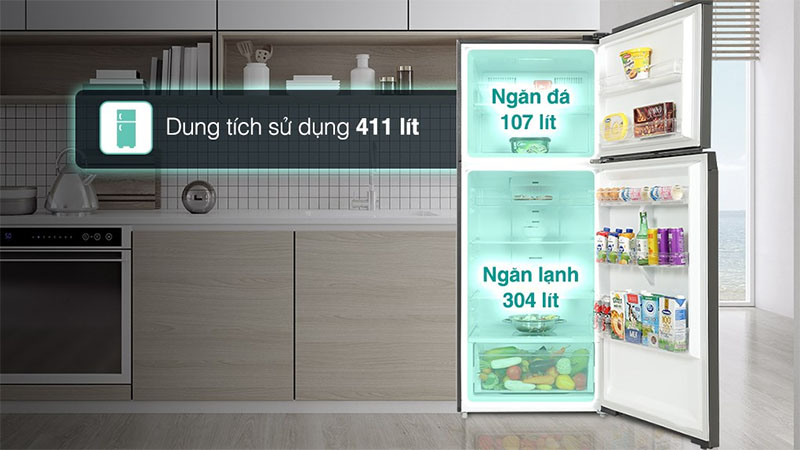 Dung tích của Tủ lạnh Inverter 411 lít Toshiba GR-RT559WE-PMV(58)-MM