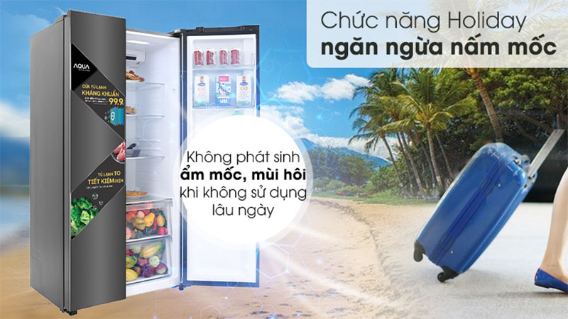 Tủ lạnh Inverter 541 lít Side By Side Aqua AQR-S541XA(BL) - Hàng chính hãng