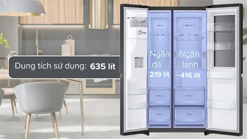 Tủ lạnh Inverter 635 lít Side By Side InstaView LG GR-G257BL - Hàng chính hãng