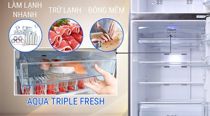 Tủ lạnh Inverter Aqua AQR-IU356DN DB - Hàng chính hãng