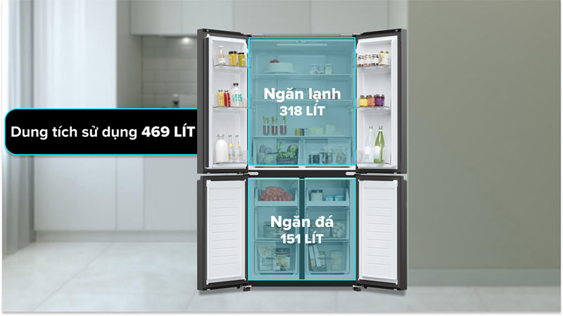 Tủ lạnh Inverter 469 lít Multi Door Aqua AQR-M536XA(SL) - Hàng chính hãng