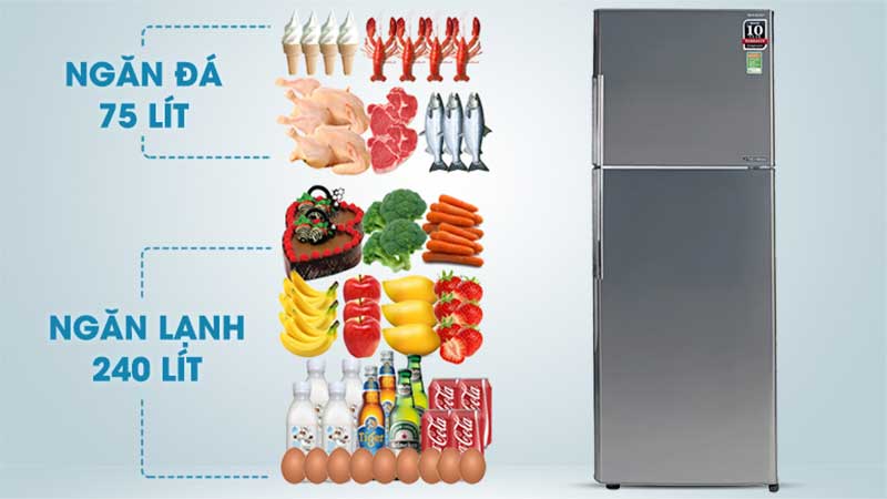 Dung tích của Tủ lạnh Inverter Sharp SJ-X346E-SL