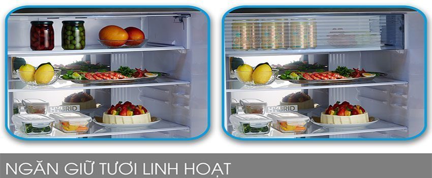 Khay ngăn linh hoạt của tủ lạnh Inverter Sharp SJ-XP595PG