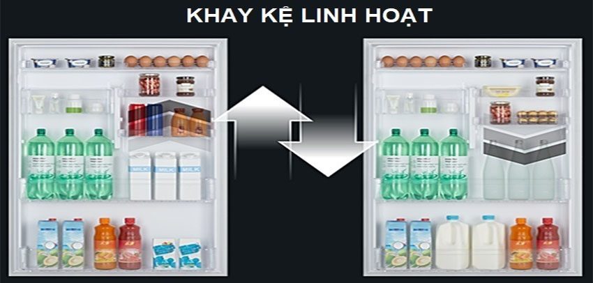 Thiết kế khay kệ linh hoạt của tủ lạnh Inverter Toshiba GR-AG58VA-GG