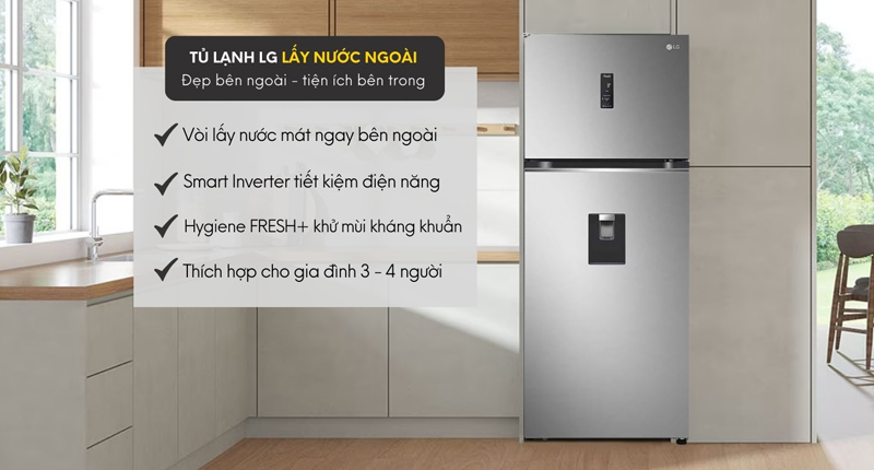 Tủ lạnh LG inverter 374 lít GN-D372PSA - Hàng chính hãng