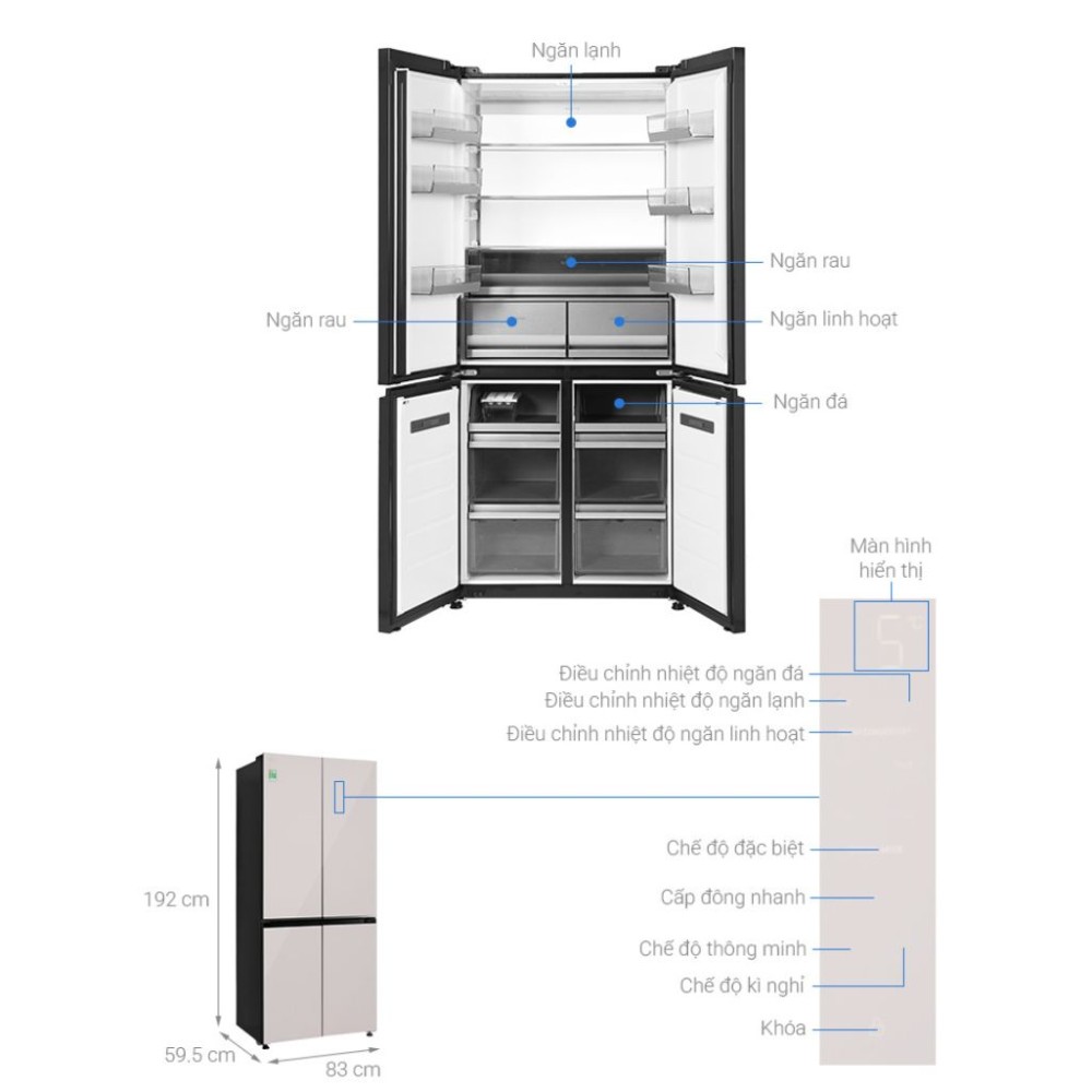 Tủ lạnh LG inverter 510 lít Multi Door F51EG - Hàng chính hãng