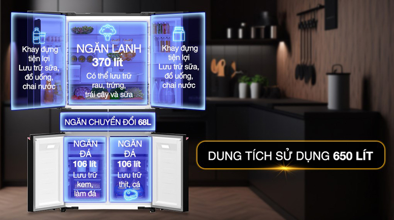 Tủ lạnh Panasonic Inverter 650 lít NR-WY720ZMMV - Hàng chính hãng