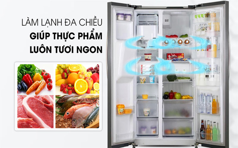 Tủ lạnh Side By Side 2 cánh Kaff KF-BCD606MBR - Hàng chính hãng