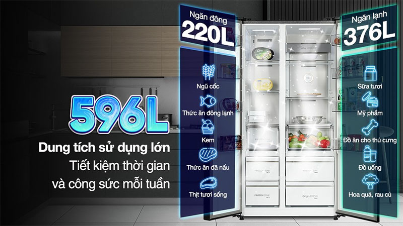 Tủ lạnh Side By Side Inverter 596 lít Toshiba GR-RS780WI-PGV(22)-XK - Hàng chính hãng