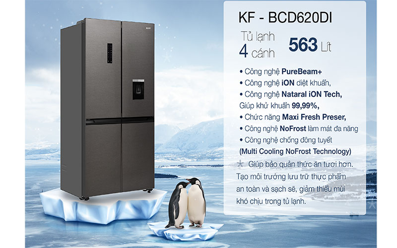 Tủ lạnh Side By Side Kaff KF-BCD620DI - Hàng chính hãng