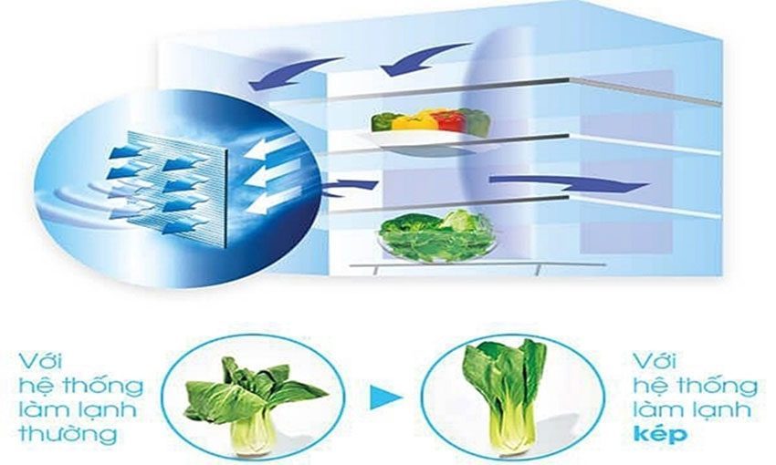 Tủ lạnh Side By Side Sharp SJ-FX688VG-RD với hệ thông làm lạnh kép hiện đại