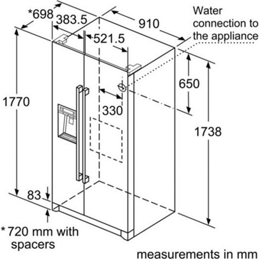 Tủ lạnh Side by Side Bosch KAI90VI20G - Hàng chính hãng