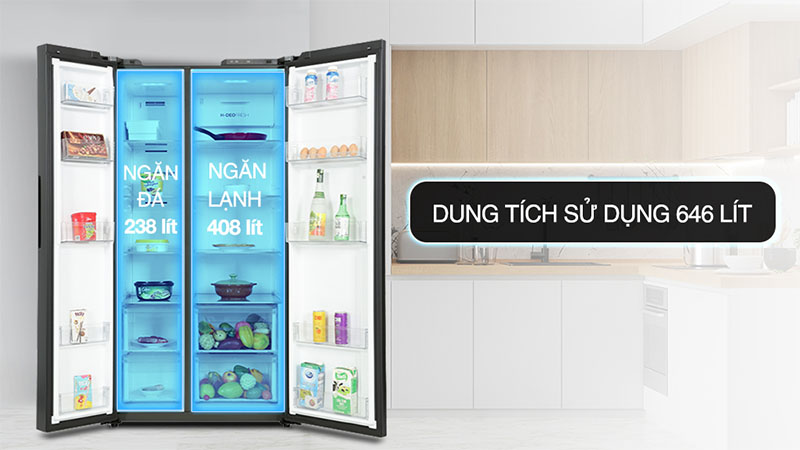 Tủ lạnh Side by side Inverter 646 lít Aqua AQR-S682XA(SLB) - Hàng chính hãng