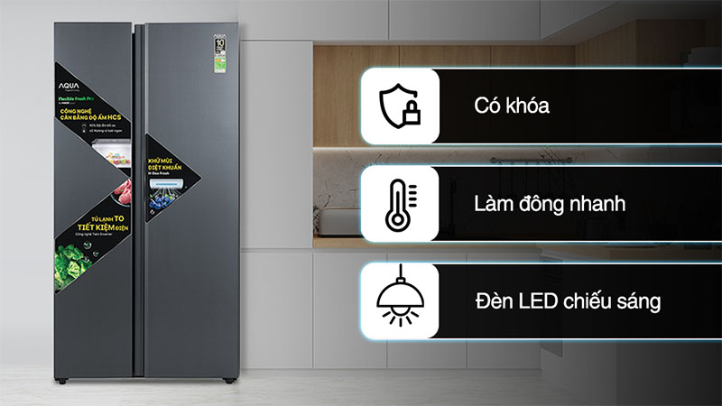 Tủ lạnh Side by side Inverter 646 lít Aqua AQR-S682XA(SLB) - Hàng chính hãng