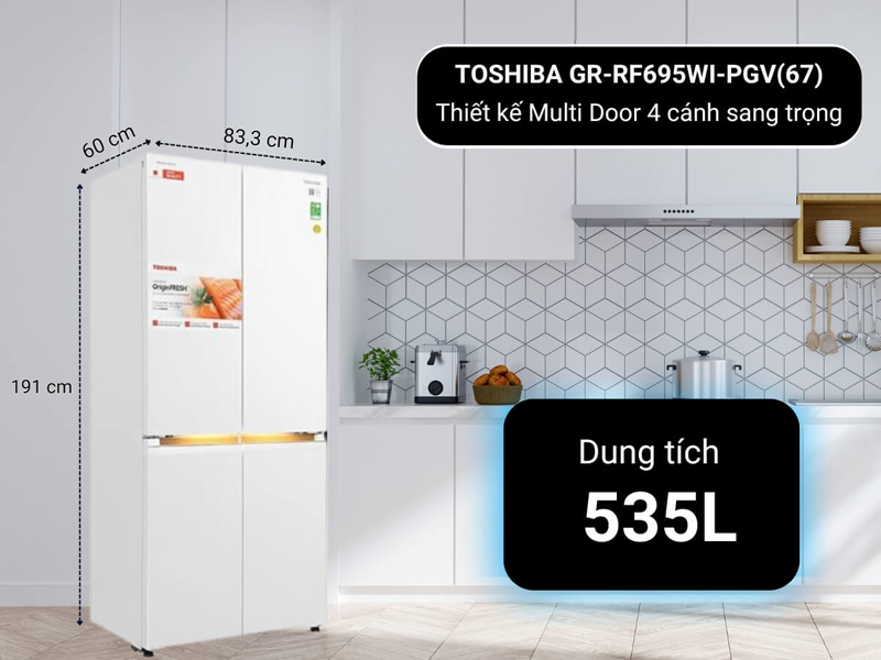 Tủ lạnh Toshiba inverter 535 lít GR-RF695WI-PGV(67) - Hàng chính hãng