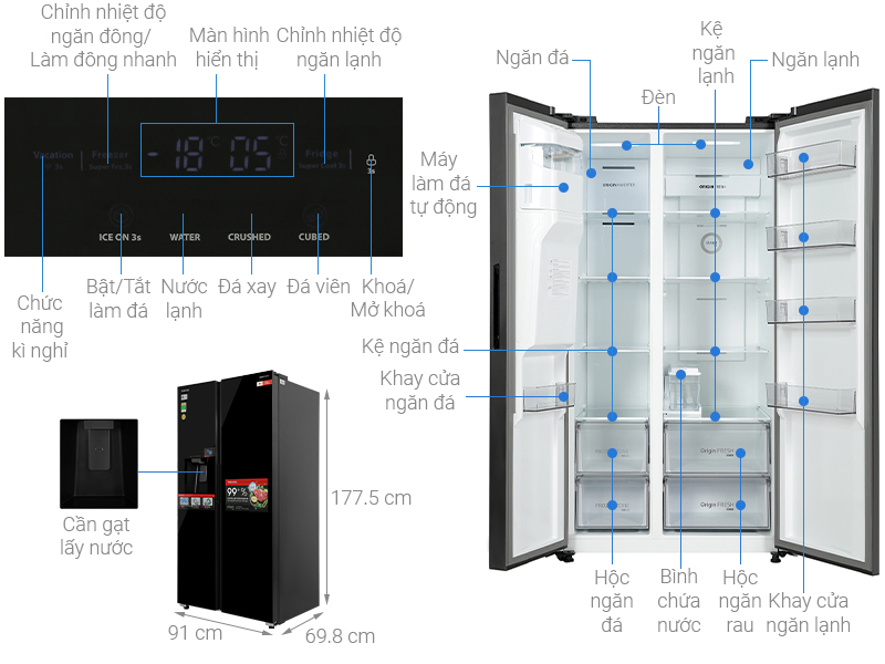 Tủ lạnh Toshiba inverter 555 lít GR-RS696WI-PMV(60)-AG - Hàng chính hãng