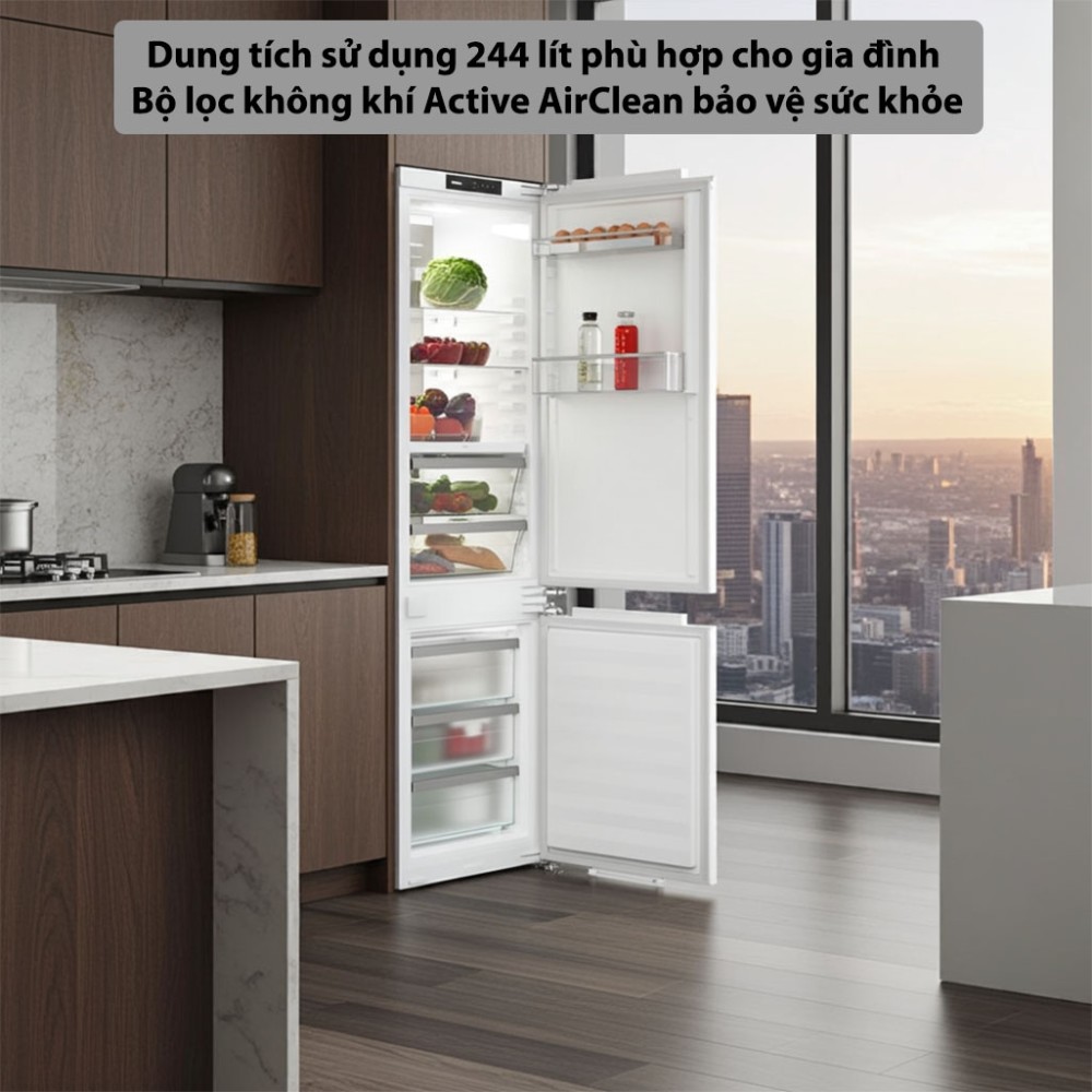 Tủ lạnh âm tủ Miele 244 lít KFN 7744C 125 Gala Ed dung tích phù hợp sử dụng cho gia đình
