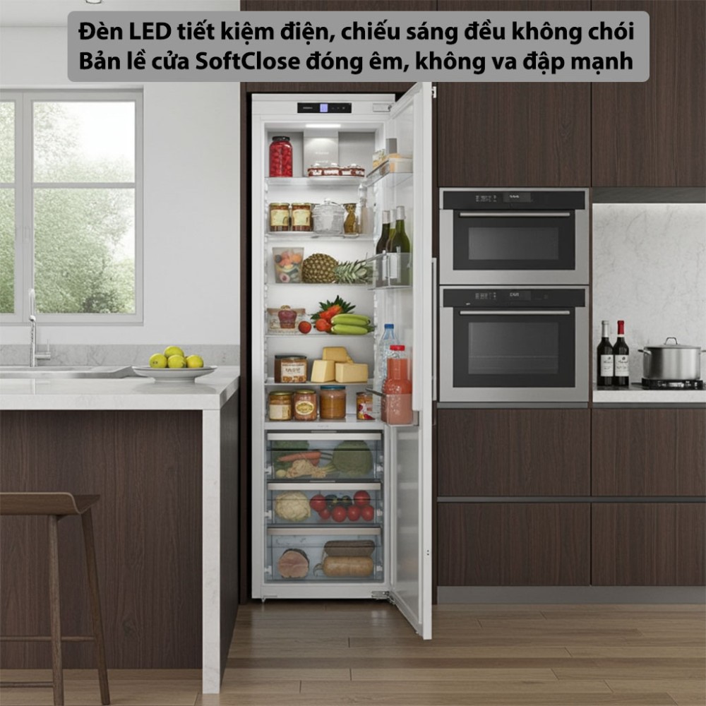 Tủ lạnh âm tủ Miele 294 lít Cooler K 7747 C 125 Gala Ed đèn chiếu sáng tiết kiệm điện không chói