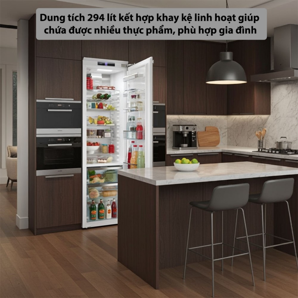 Tủ lạnh âm tủ Miele 294 lít Cooler K 7747 C 125 Gala Ed dung tích phù hợp sử dụng gia đình