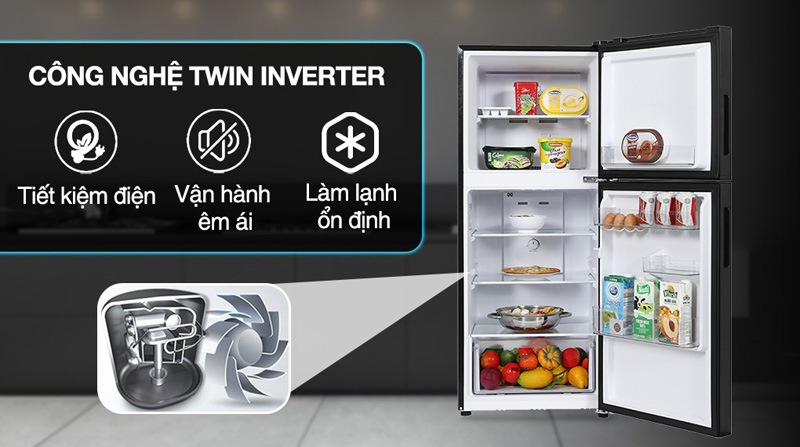 Công nghệ Twin Inverter, giúp tủ vận hành êm ái và sử dụng nguồn điện hiệu quả
