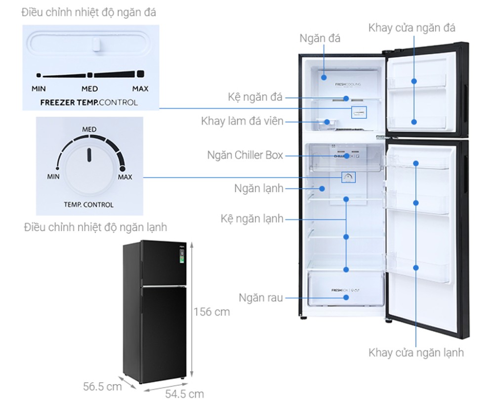 Tủ lạnh Aqua Inverter 236 lít AQR-T260FA(FB) - Hàng chính hãng