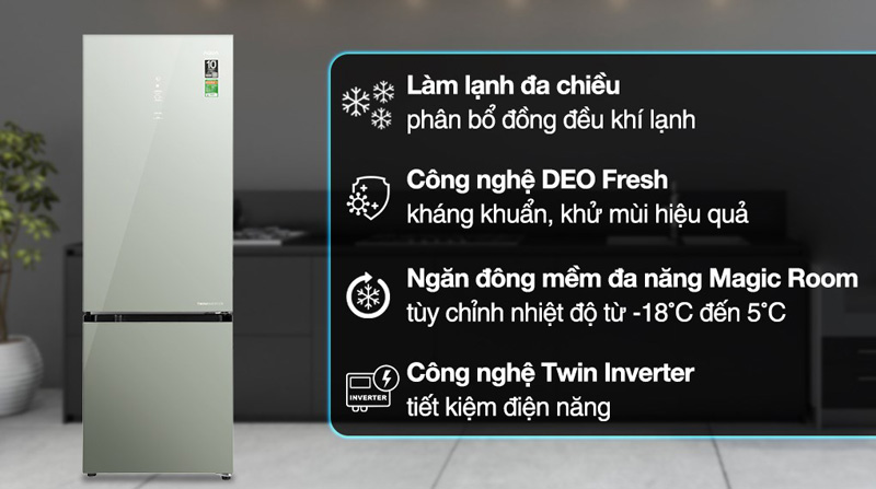 Tủ lạnh Aqua Inverter 324 lít AQR-B380MA(GM)  - Hàng chính hãng