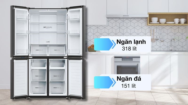 Tủ lạnh Aqua inverter 469 lít Multi Door AQR-M532XA(CBC) - Hàng chính hãng